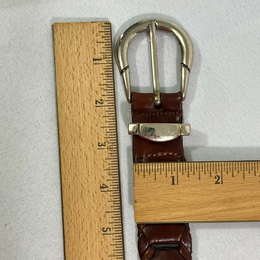Leather Belt 36 Woven Brown Full Grain Cowhide Made in Argentina